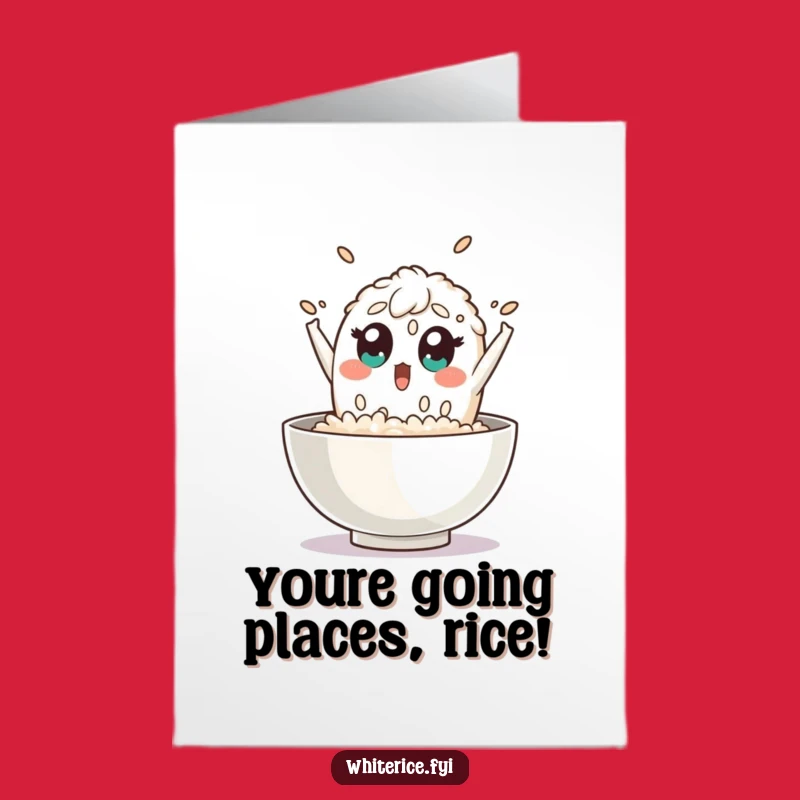 Free Printable Rice Congrats Card: Surprised Leap, Downloadable