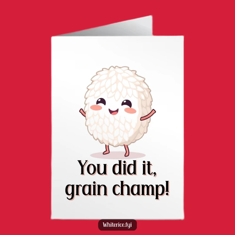 Free Printable Congrats Card: Dancing Rice, Humorous Downloadable Gift for Any Achievement Celebration