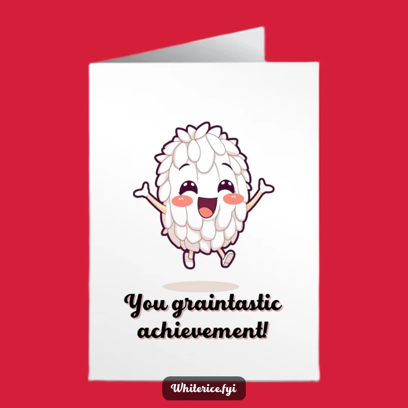 Free Printable Congrats Card: Jumping Rice Character, Humorous Downloadable Digital Gift