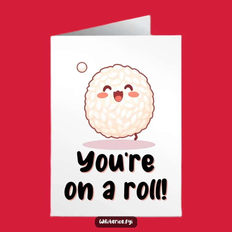 Free Printable Congrats Card: Funny Rice Baller, Bouncing Ball, Downloadable DIY Gift