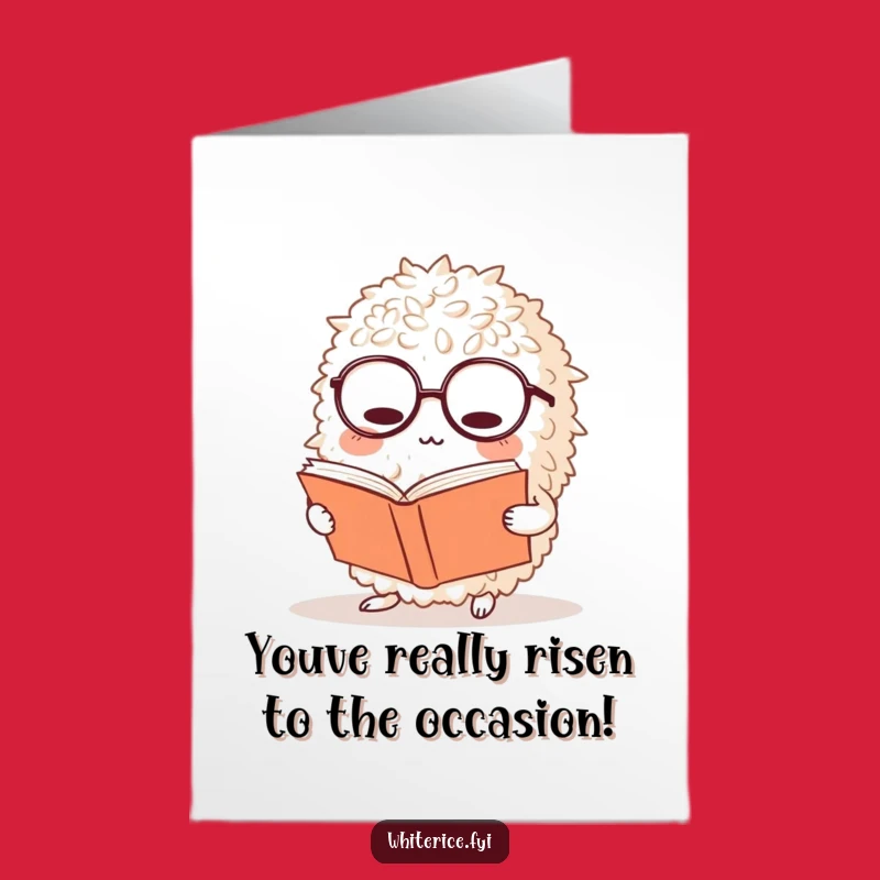 Free Printable Rice Congrats Card: Bookworm Success, Downloadable