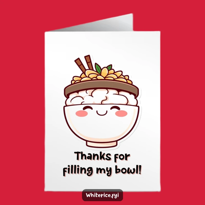 Free Printable Happy Rice Bowl Thank You Card: Grateful Smile Downloadable
