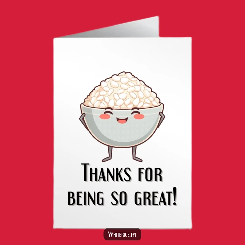 Free Printable Rice Bowl Thank You Card: Funny Food Downloadable Gift!