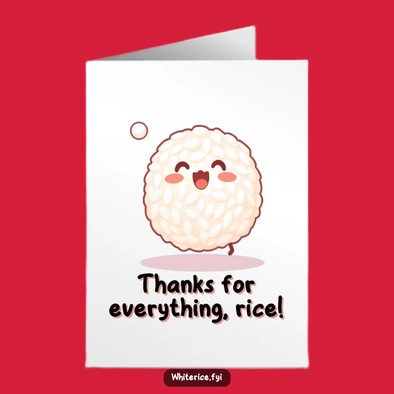 Free Printable Thank You Card: Funny Rice Baller, Bouncing Ball, Downloadable DIY Gift