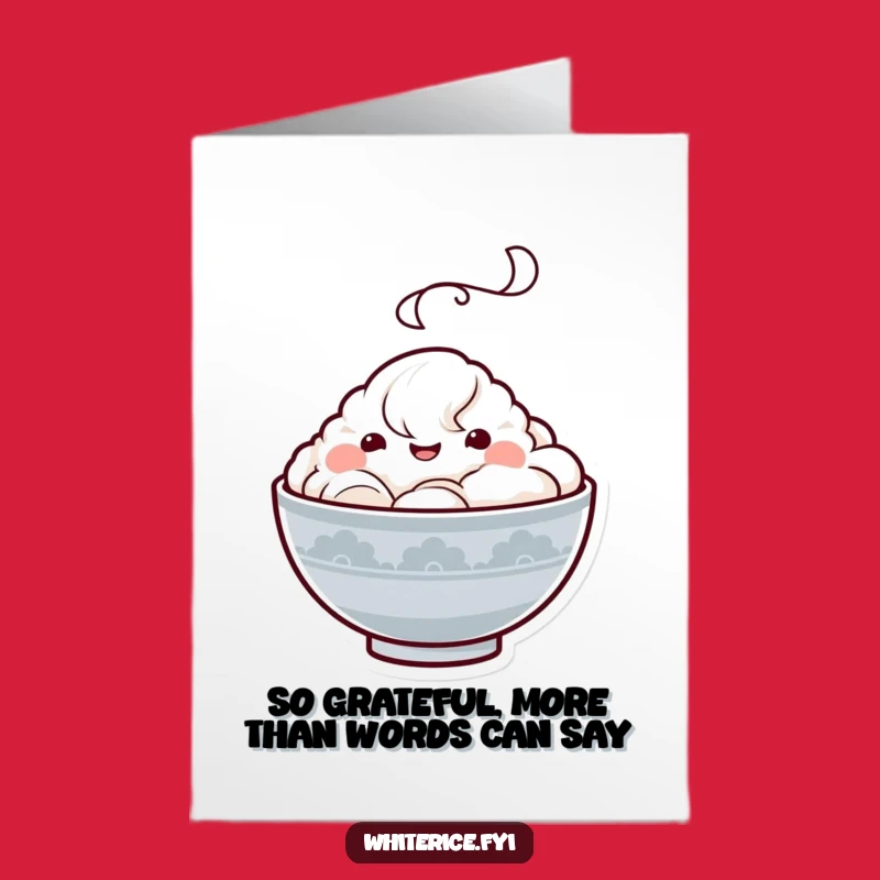 Free Printable Thank You Rice Bowl Card: Funny Kawaii Downloadable for Expressing Gratitude