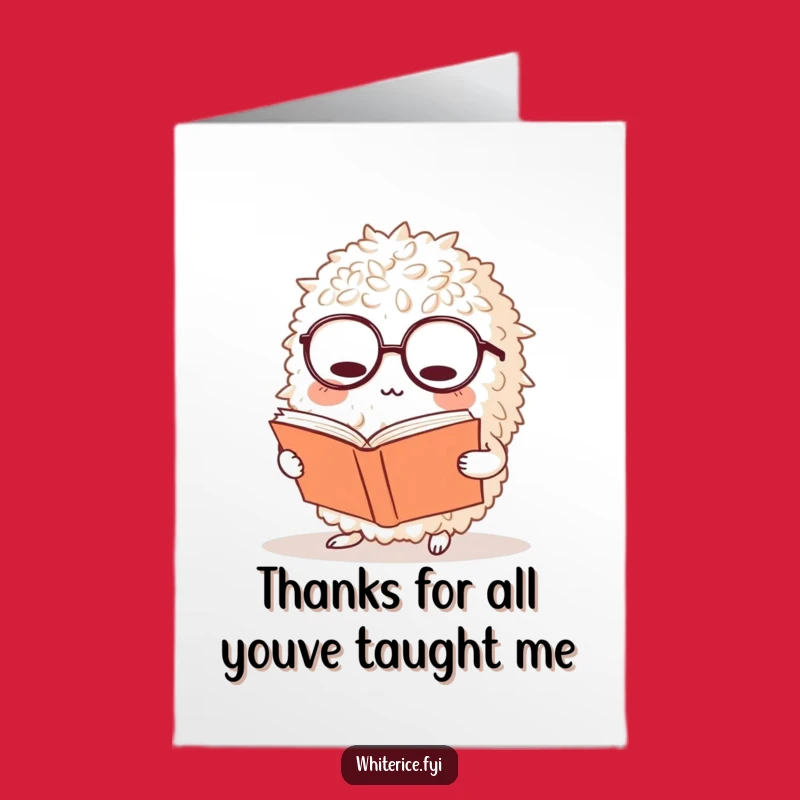 Free Printable Rice Thank You Card: Bookish Gratitude, Downloadable