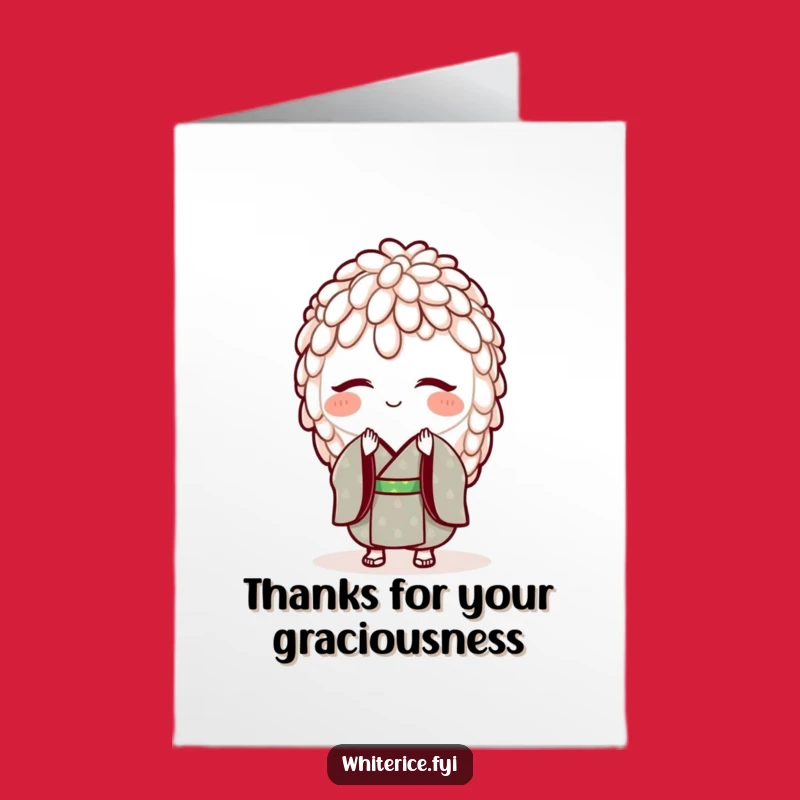 Free Printable Thank You Card: Bowing Rice Kimono Grace DIY Digital Download