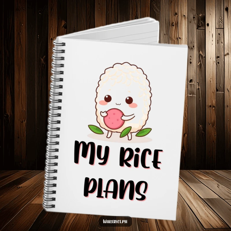 Funny Rice Notebook: A determined grain of rice pushing a radish slice, inspiring funny notes and goal-oriented ideas within its pages.