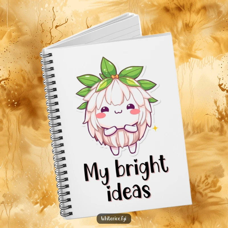 Funny Jasmine Rice Notebook: A brilliant Kawaii character shining brightly, perfect for jotting down ideas and promoting positive thinking.
