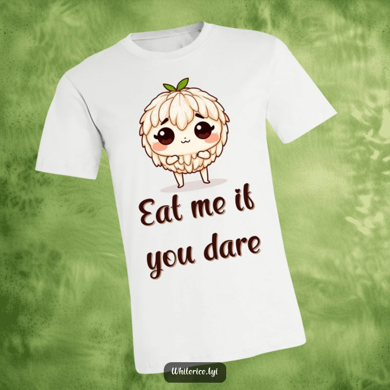 Funny determined rice t-shirt, boldly ready to be eaten, a humorous statement of embracing the dining experience.
