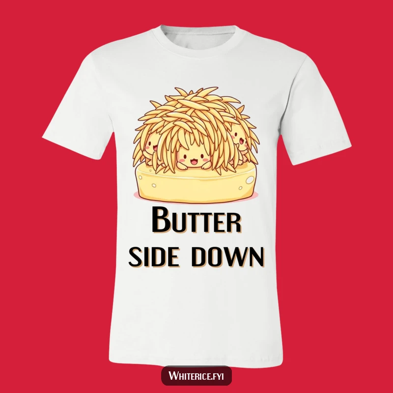 Funny Slipping Rice T-Shirt: Butter Chaos, Confused Characters Tee, Funny Gift!