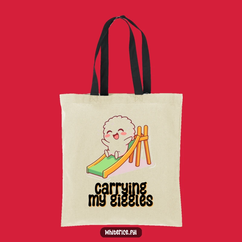 Funny Rice Playful Tote: Giggles on the Slide, Perfect for Errands & Funny Gift