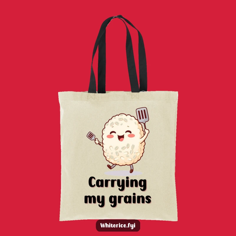 Funny Rice Dancing Tote Bag: Cheerful Accessory for Grocery Trips Gift