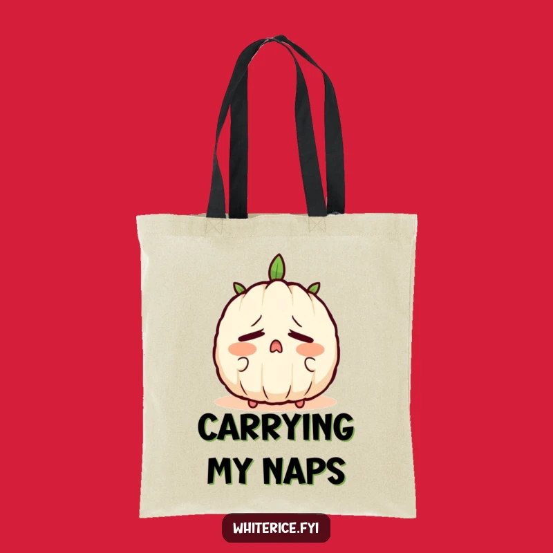 Funny Sleepy Rice Tote Bag: Yawning Character Accessory, Relaxing Gift!