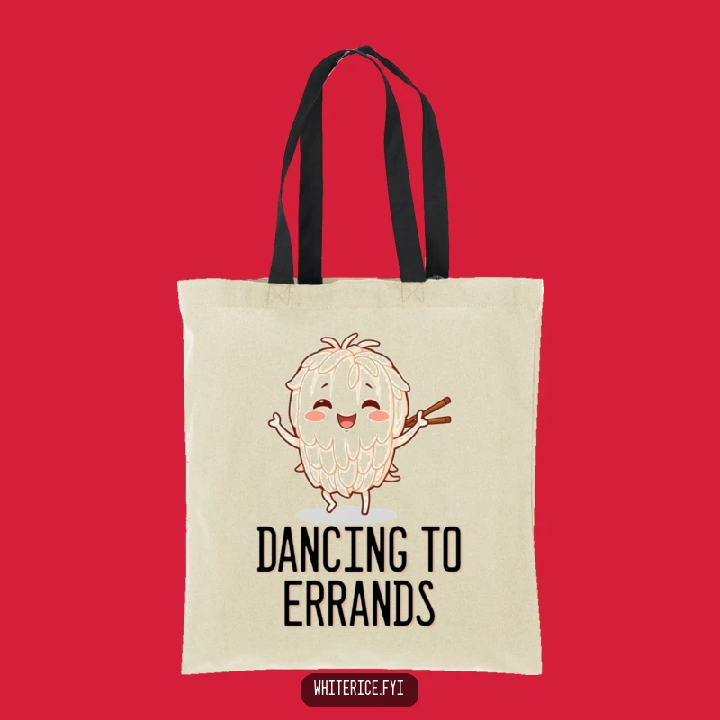 Funny Dancing Rice Tote Bag: Joyful Character with Chopsticks, Practical Gift