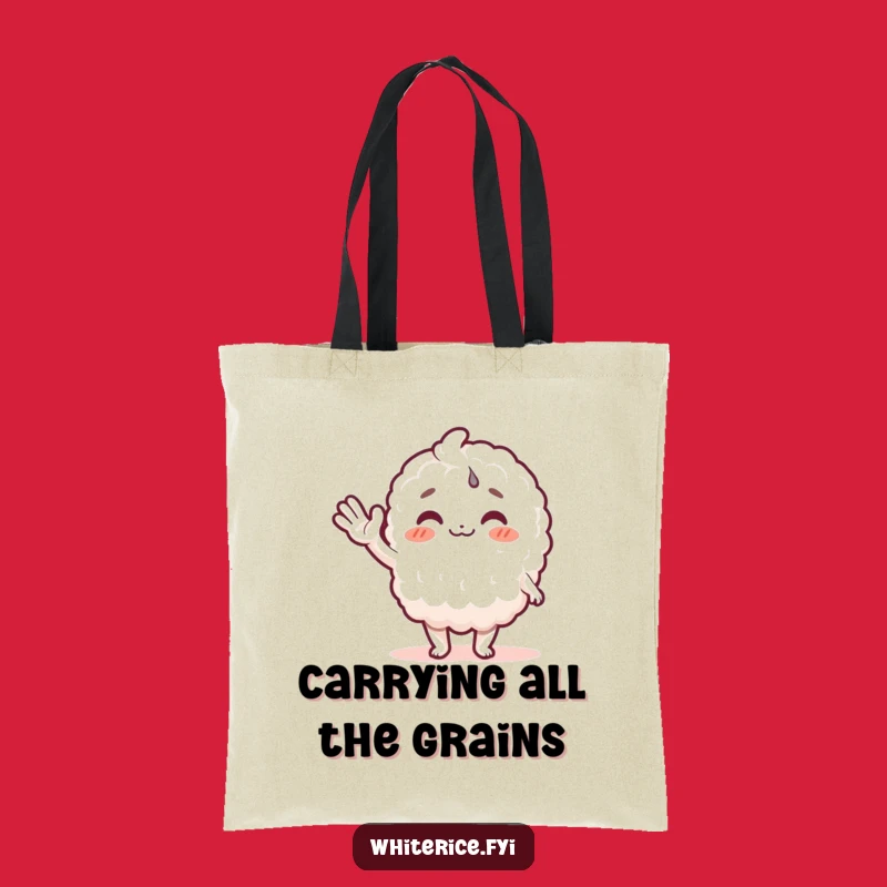 Funny Handy Rice Tote Bag: Joyful Character Carry-All Gift Idea