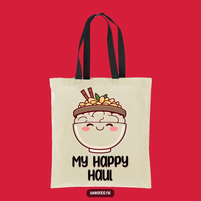 Funny Happy Rice Bowl Tote Bag - Cheerful Style, Perfect Daily Companion