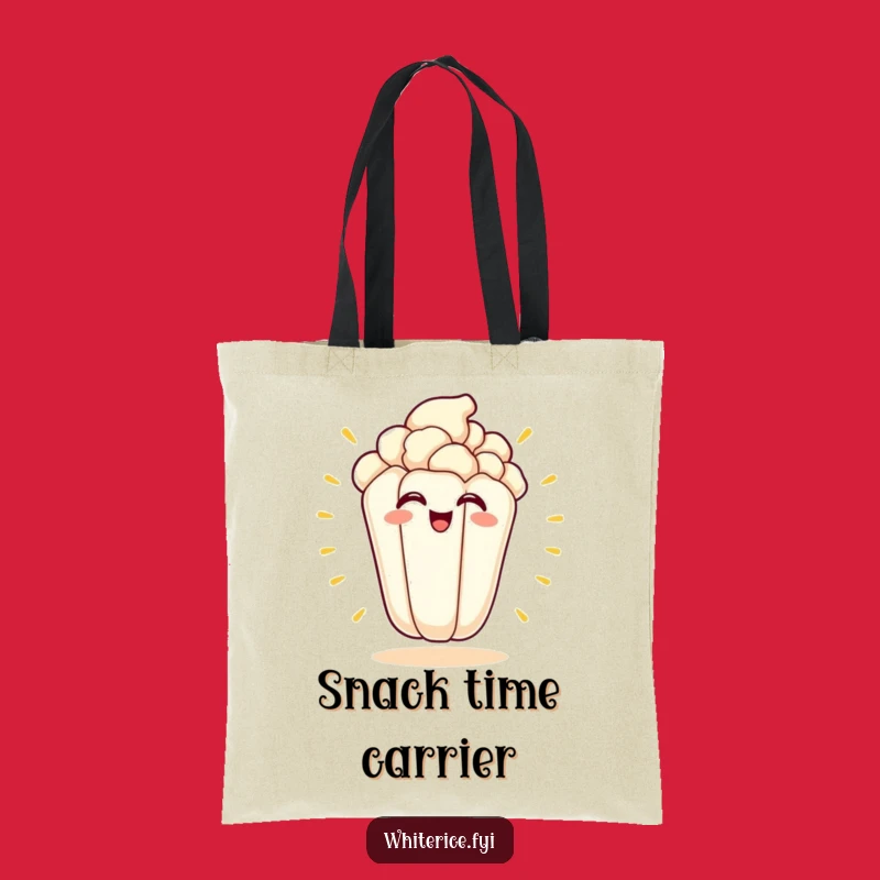 Funny Kawaii Popcorn Tote Bag: Excited Style for Snacks