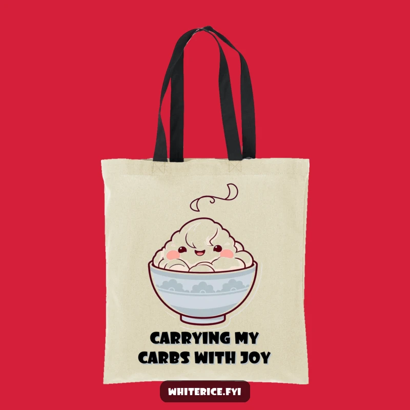 Funny Kawaii Rice Bowl Tote Bag: Happy Character, Cute Steam Cloud, Practical Gift