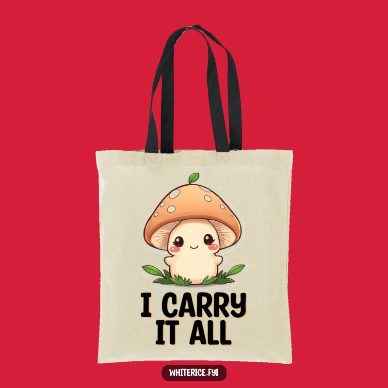 Funny Mushroom Chef Tote Bag: Shy Character Garnishing, Practical Gift