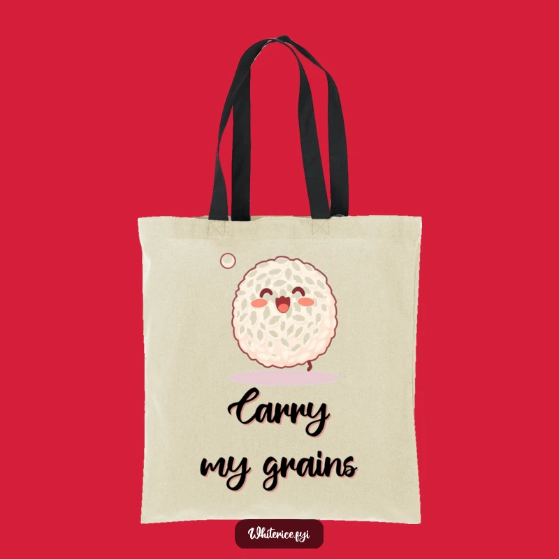Funny Rice Baller Tote Bag: Happy Grain Bouncing Ball Playful Carryall