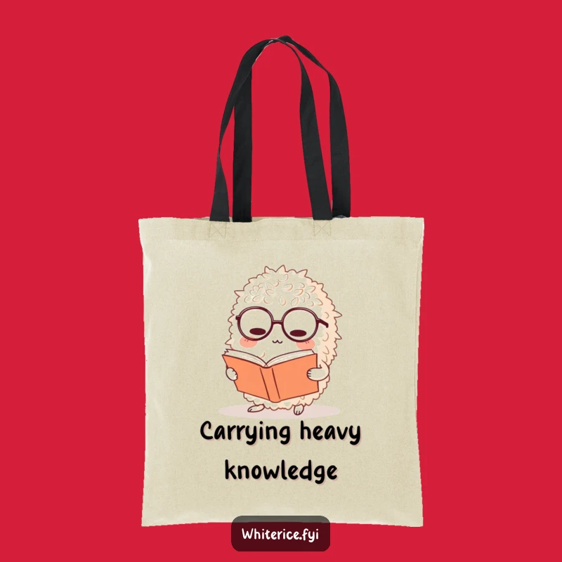 Funny Rice Bookworm Tote Bag: Carry Your Books, Perfect Funny Gift for Librarians