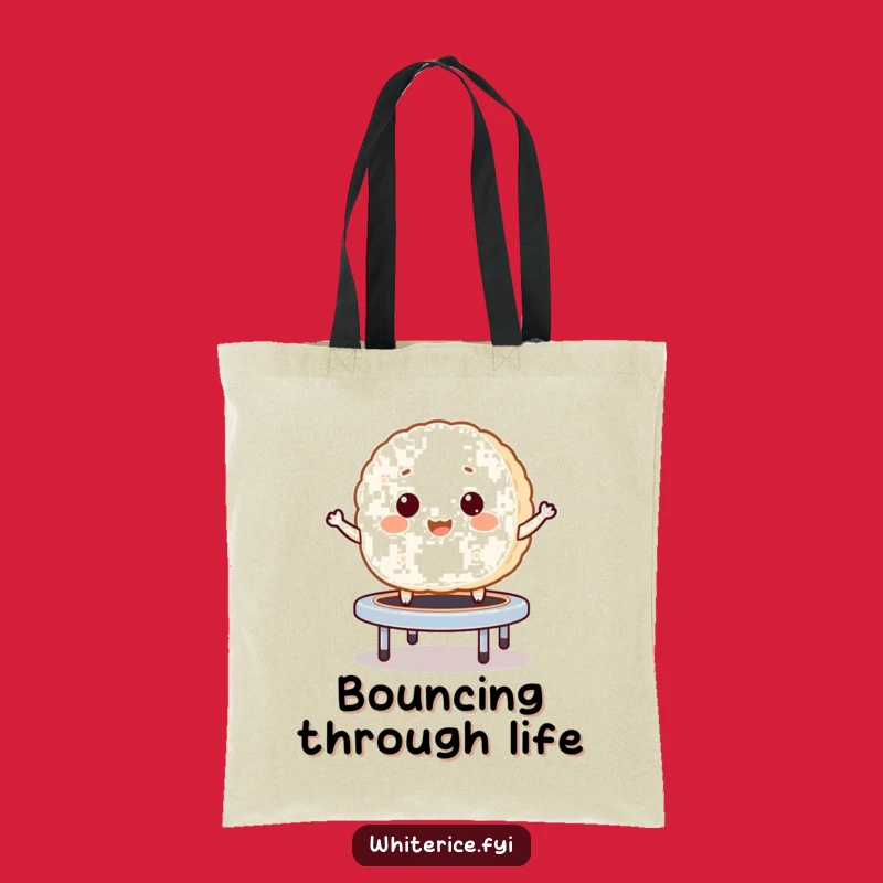 Funny Rice Cake Tote Bag: Carry Your Bouncy Joy with this Trampoline Design