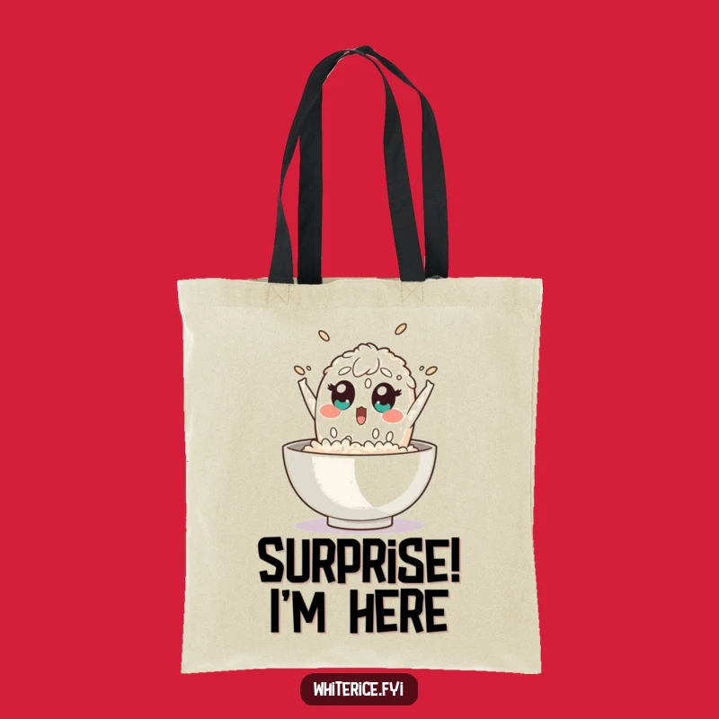 Funny Surprised Rice Tote Bag: Carry Your Surprise, Perfect Funny Gift for Shoppers