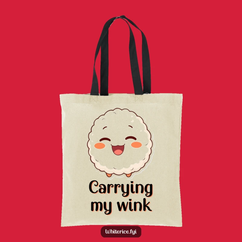 Funny Winking Rice Ball Tote Bag: Delighted Character, Practical Gift