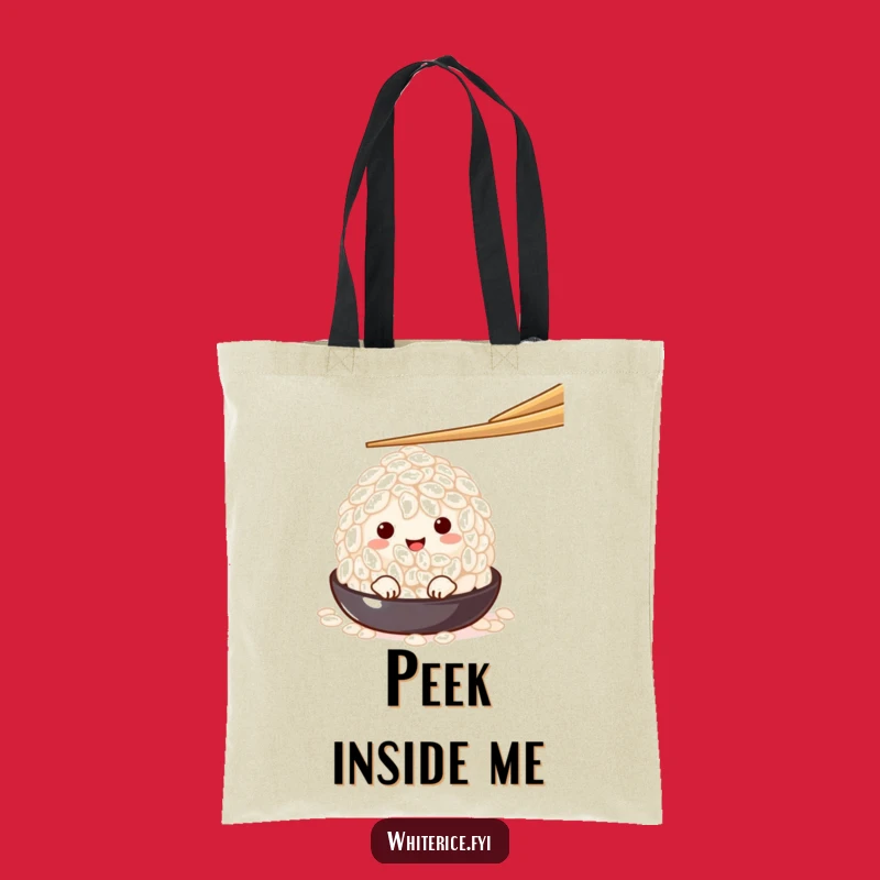 Funny Peeking Rice Grain Tote Bag: Shy Character Bag Funny Gift